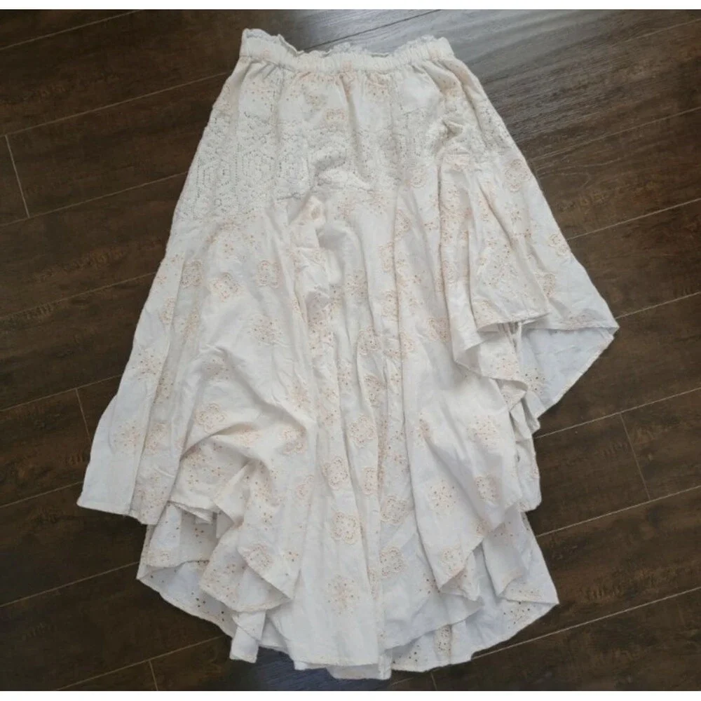 Free People Doily Maxi Skirt Boho Chic Lace Cottagecore Hippie Festival Womens S